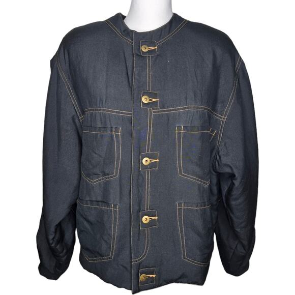 Go Silk For L'Zinger Vintage Silk Black Utility Jacket Size‎ 1 *FLAWS* - Picture 1 of 15